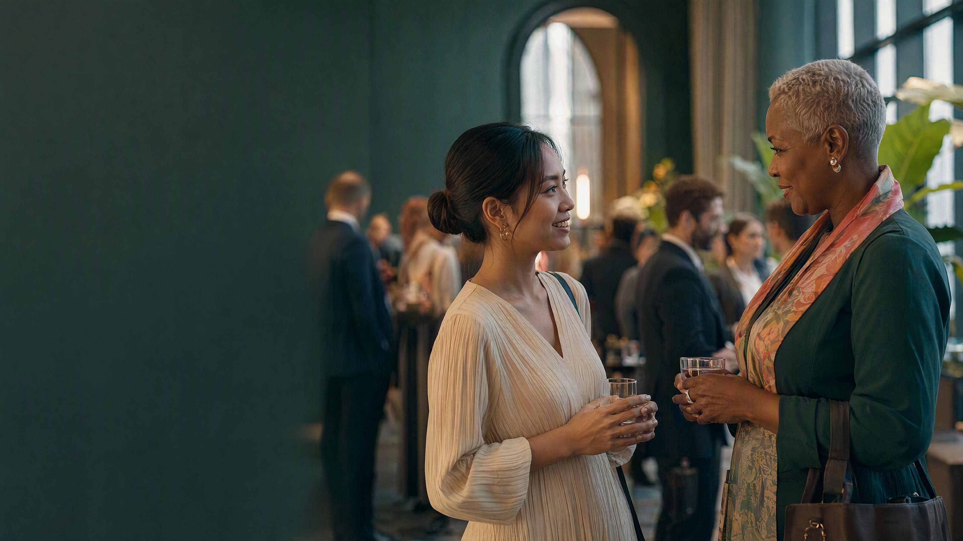 Professionals starting an English networking conversation
